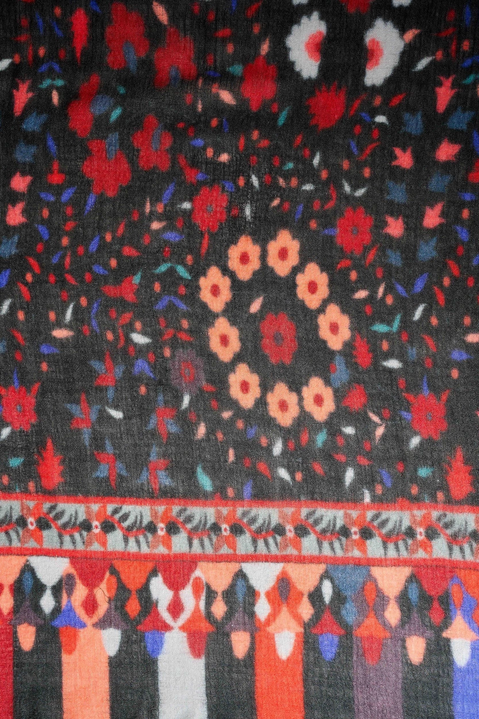 Rouge Floral Wool Scarf - Multi