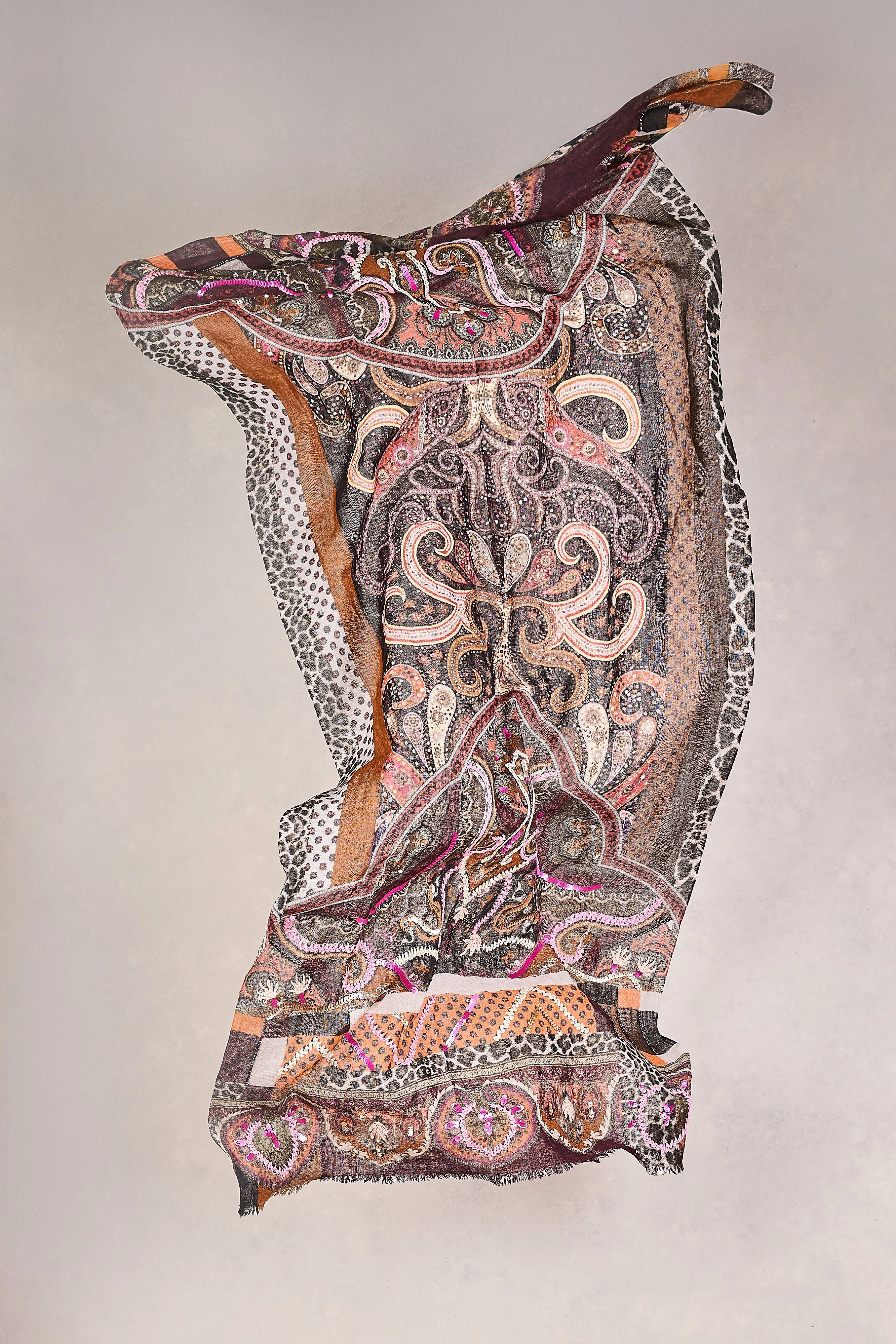 Rouge Floral Wool Scarf - Multi