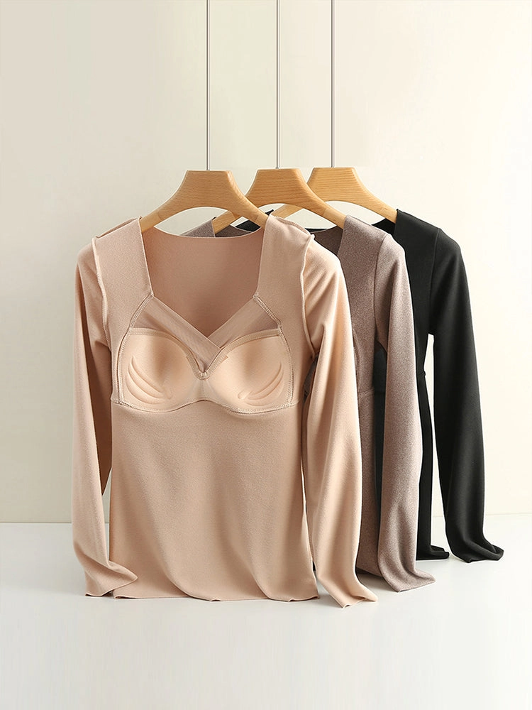 Seamless Fleece Thermal Underwear with Chest Pad