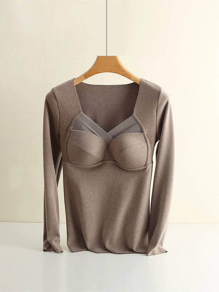 Seamless Fleece Thermal Underwear with Chest Pad