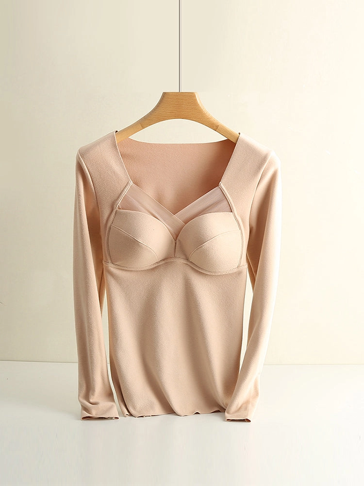 Seamless Fleece Thermal Underwear with Chest Pad