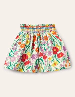 Shirred Waist Culottes-Multi Spring Meadow