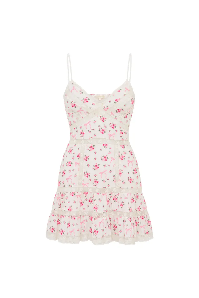 Solbina Cotton Rose & Bow Mini Dress