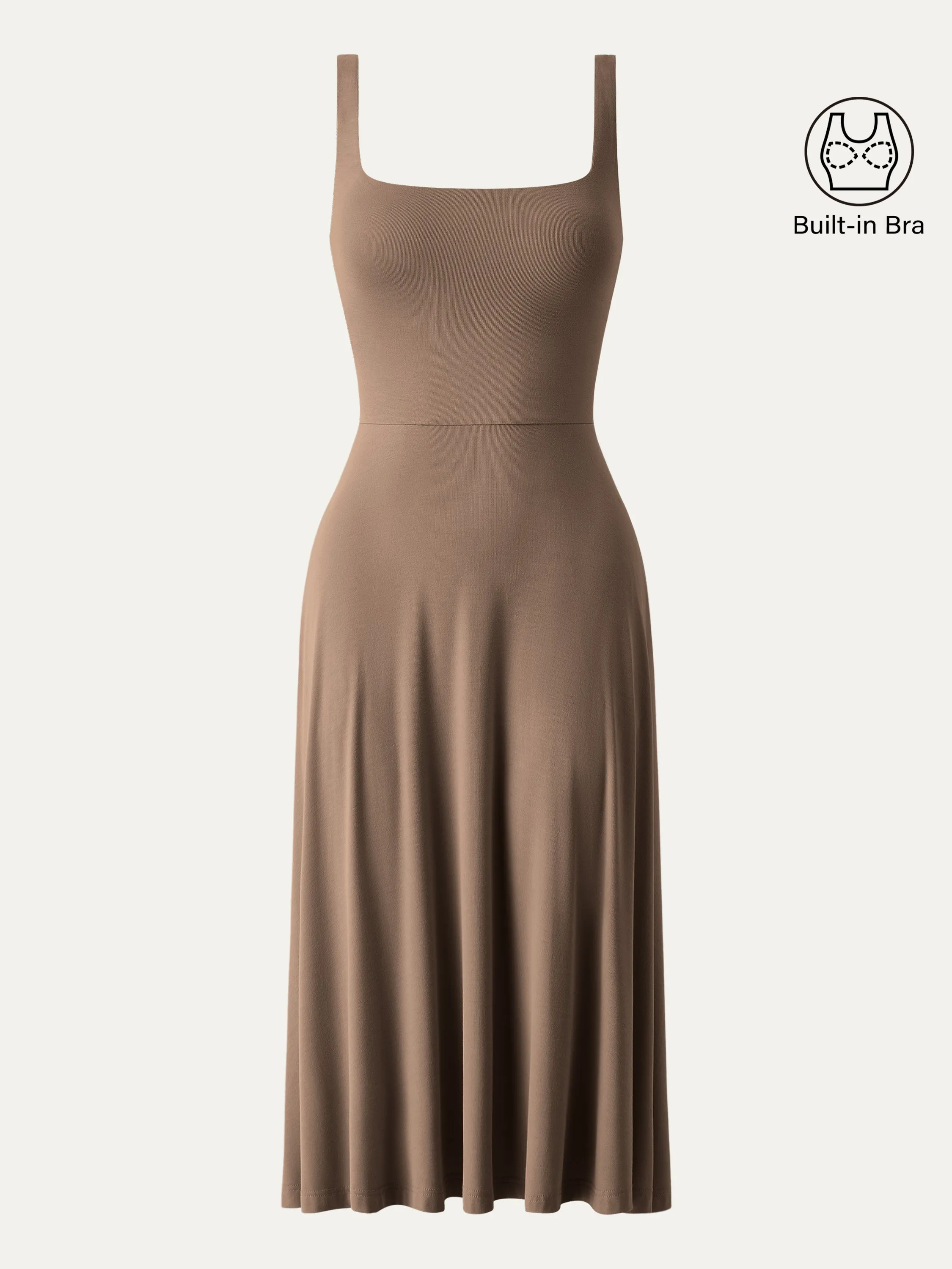Square Neck Flowy New Airy Brami Midi Dress