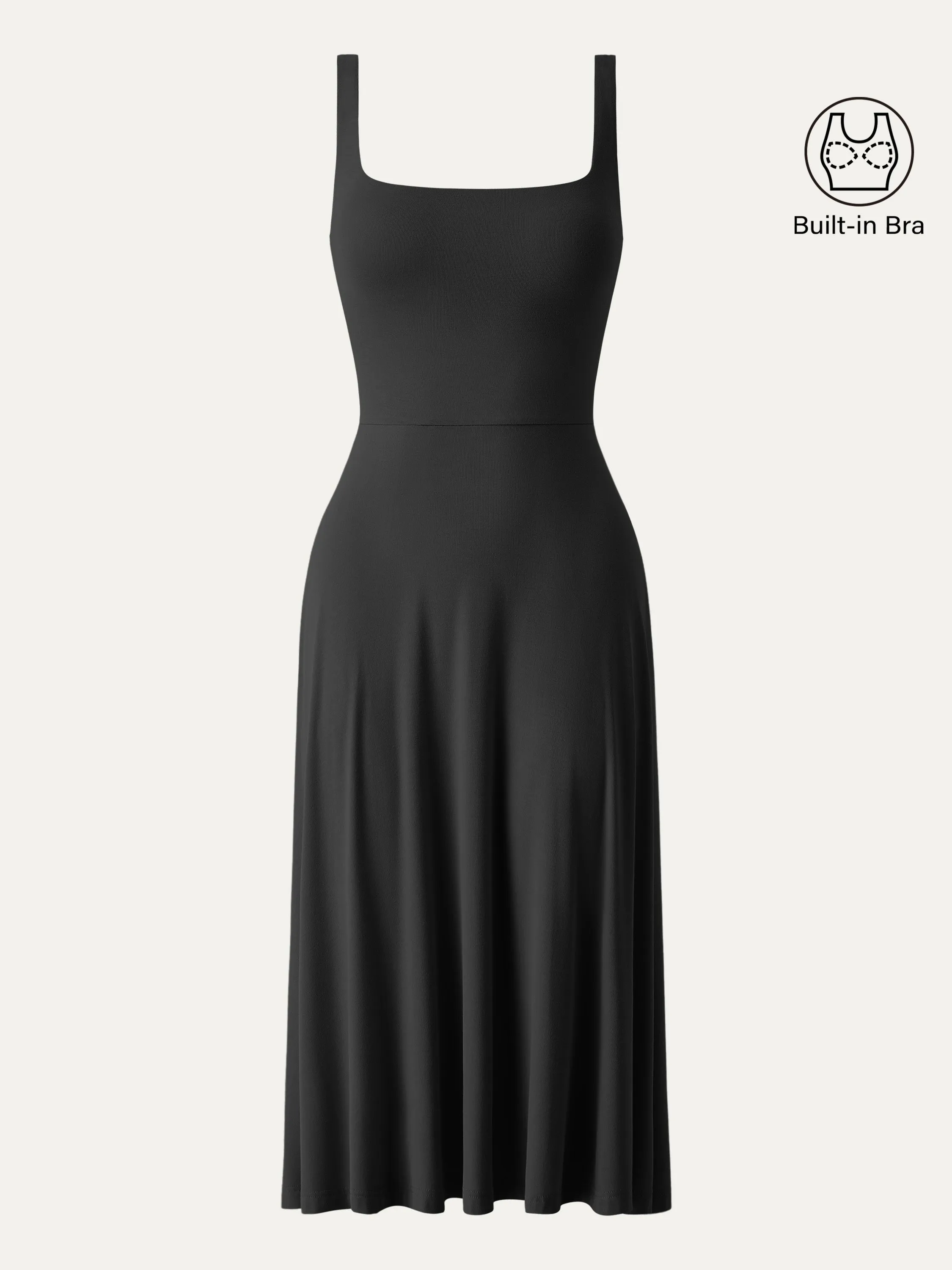 Square Neck Flowy New Airy Brami Midi Dress