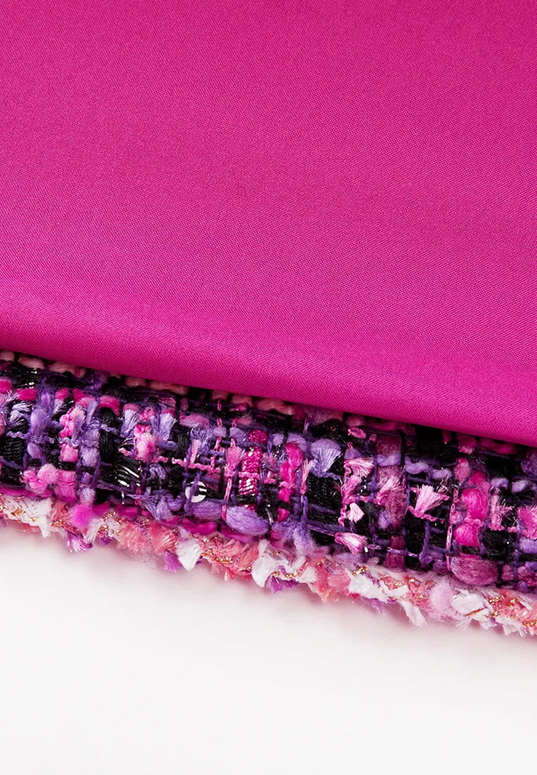 Structured Fuchsia Sequin-detail Trimmed Dress