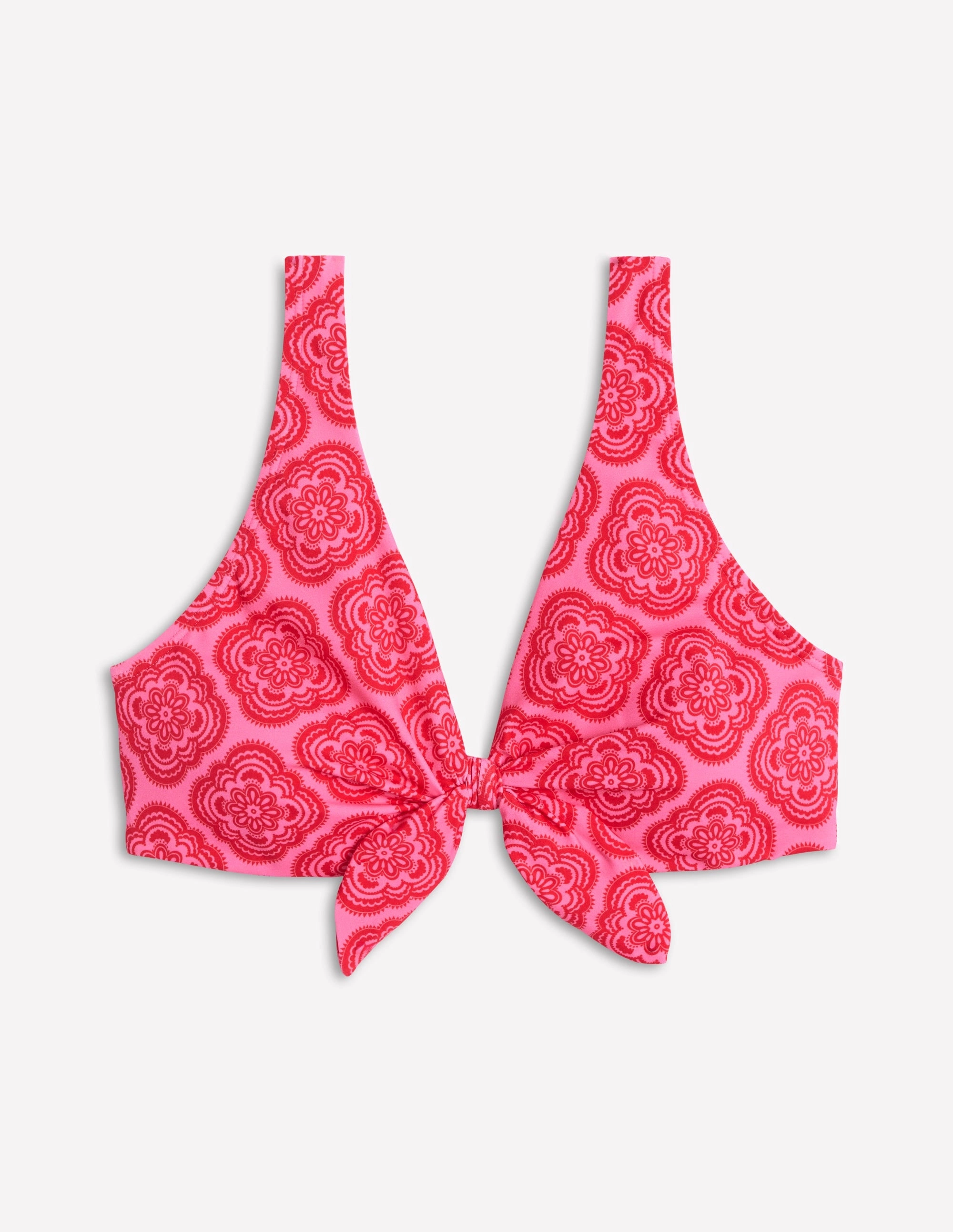 Tie Front Bikini Top-Pink Rose. Botanic Blush