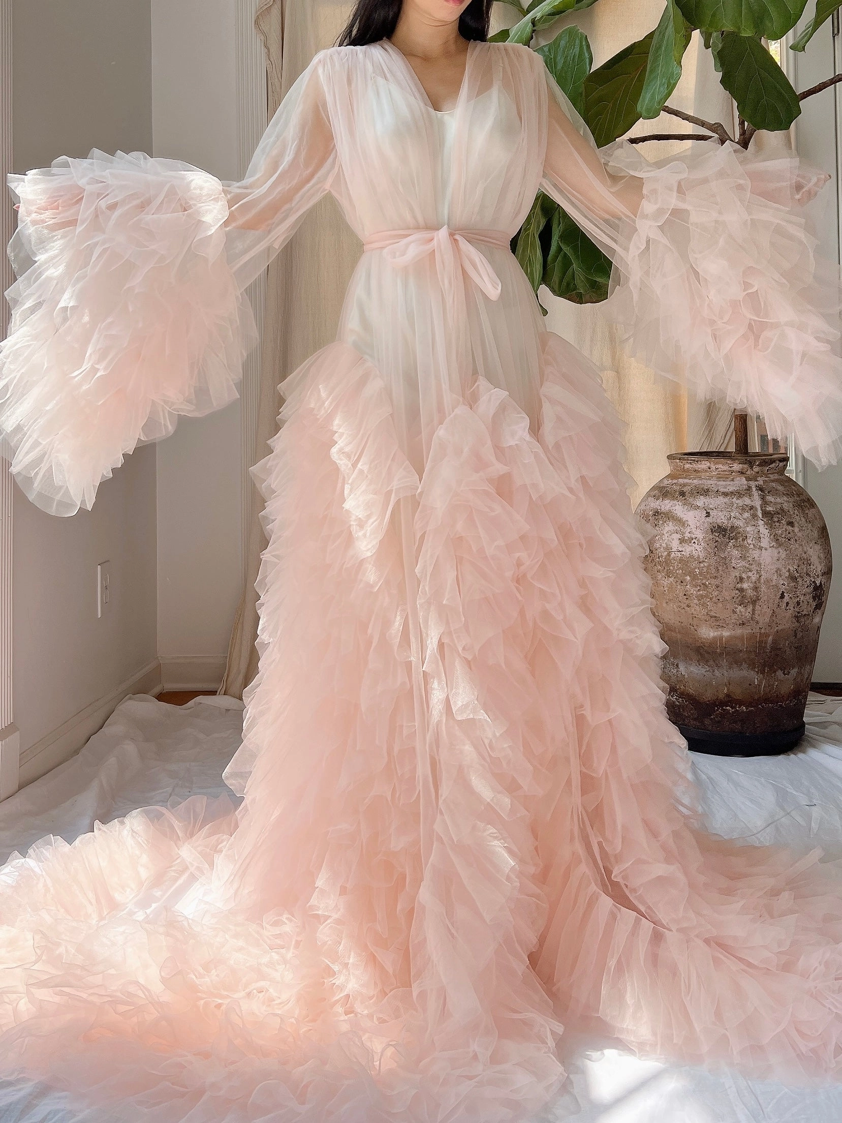 Tulle Ruffle Dressing Gown - OSFM