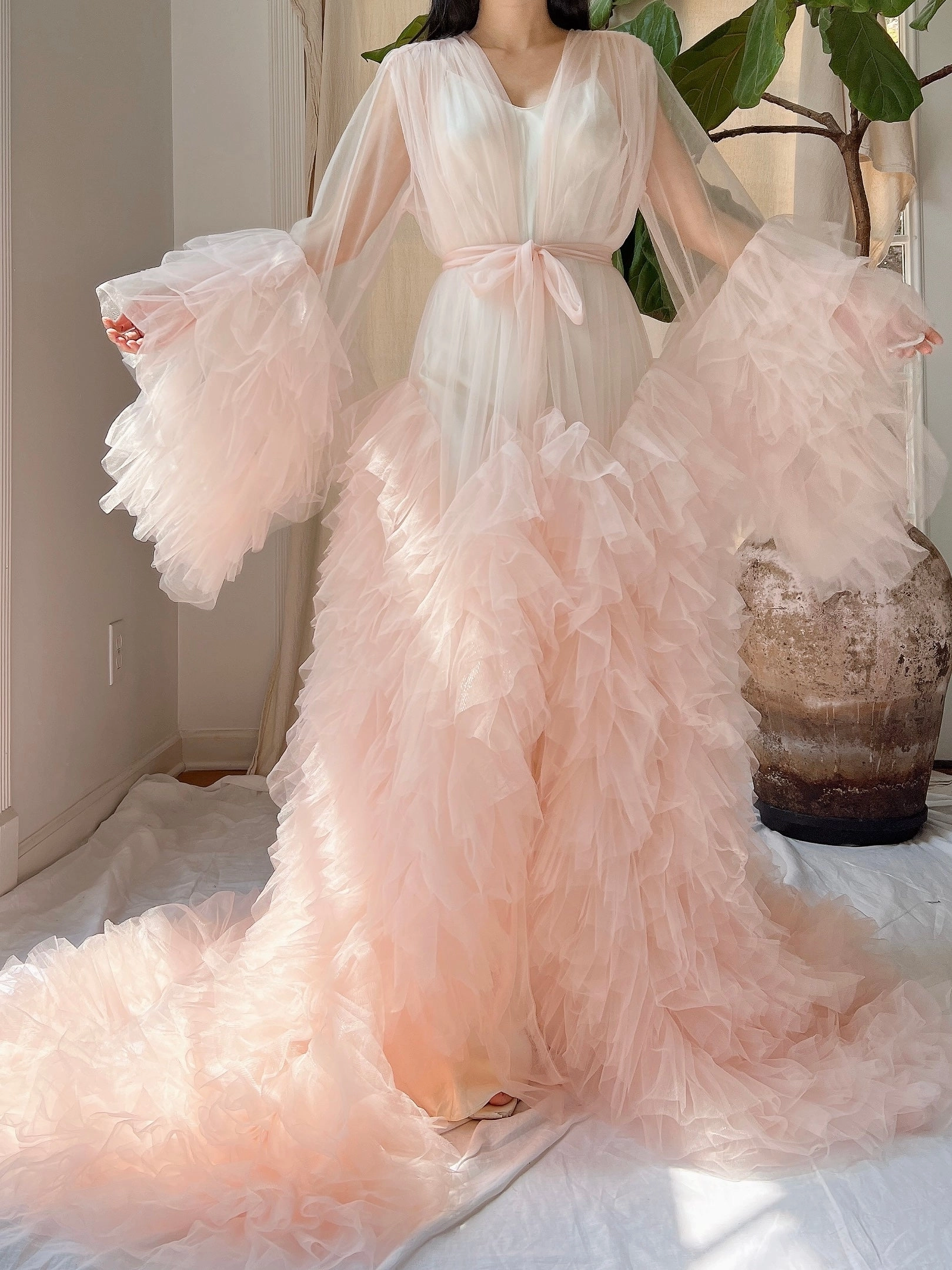 Tulle Ruffle Dressing Gown - OSFM