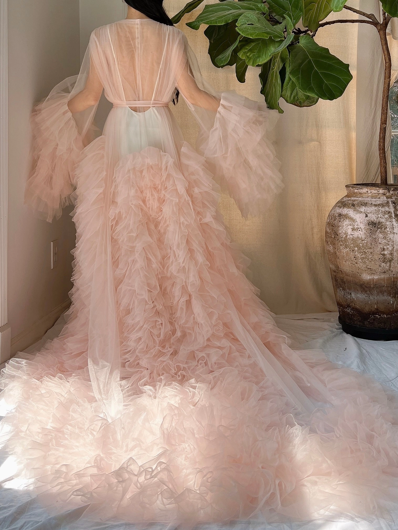 Tulle Ruffle Dressing Gown - OSFM