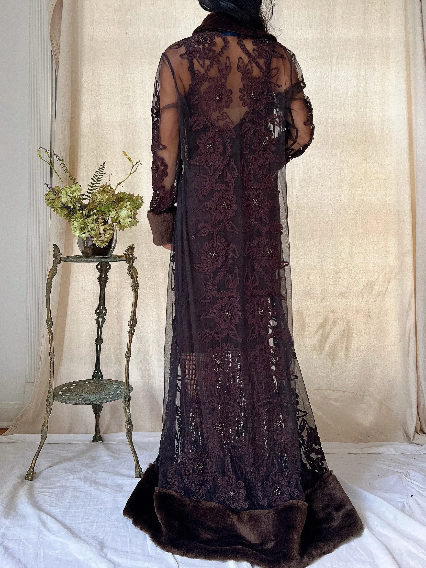 Vintage 2-Piece Chocolate Crochet Set - M