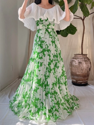 Vintage Cotton Pleated Dress - S