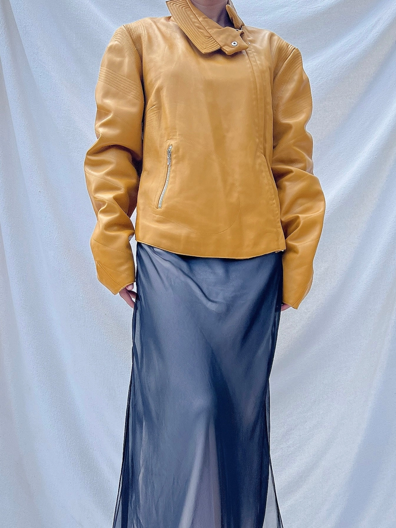 Vintage Mustard Leather Jacket - M