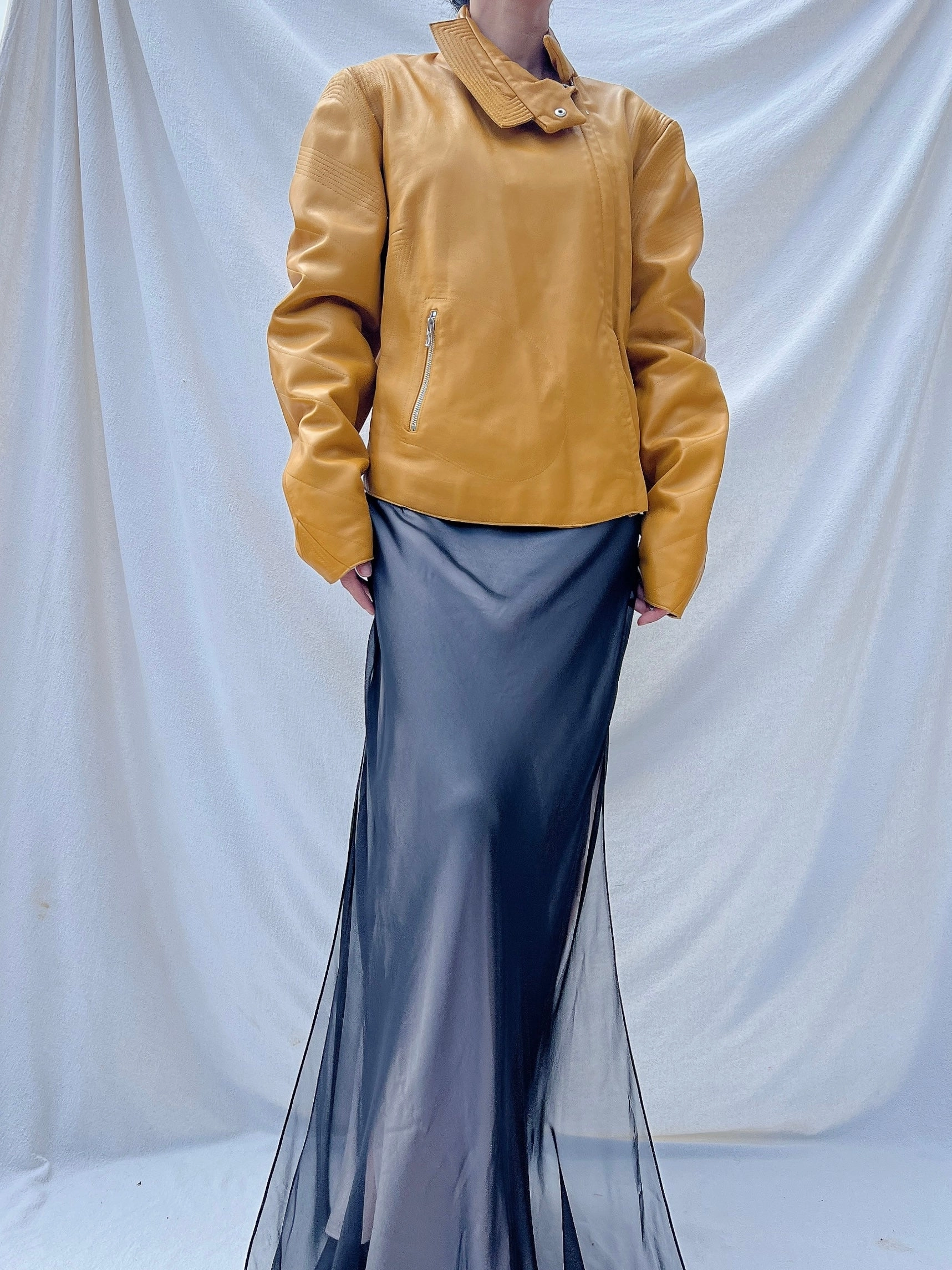 Vintage Mustard Leather Jacket - M