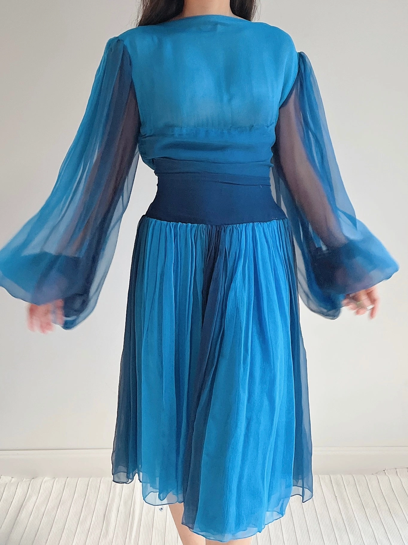Vintage Pauline Trigere Silk Balloon Sleeve Dress
