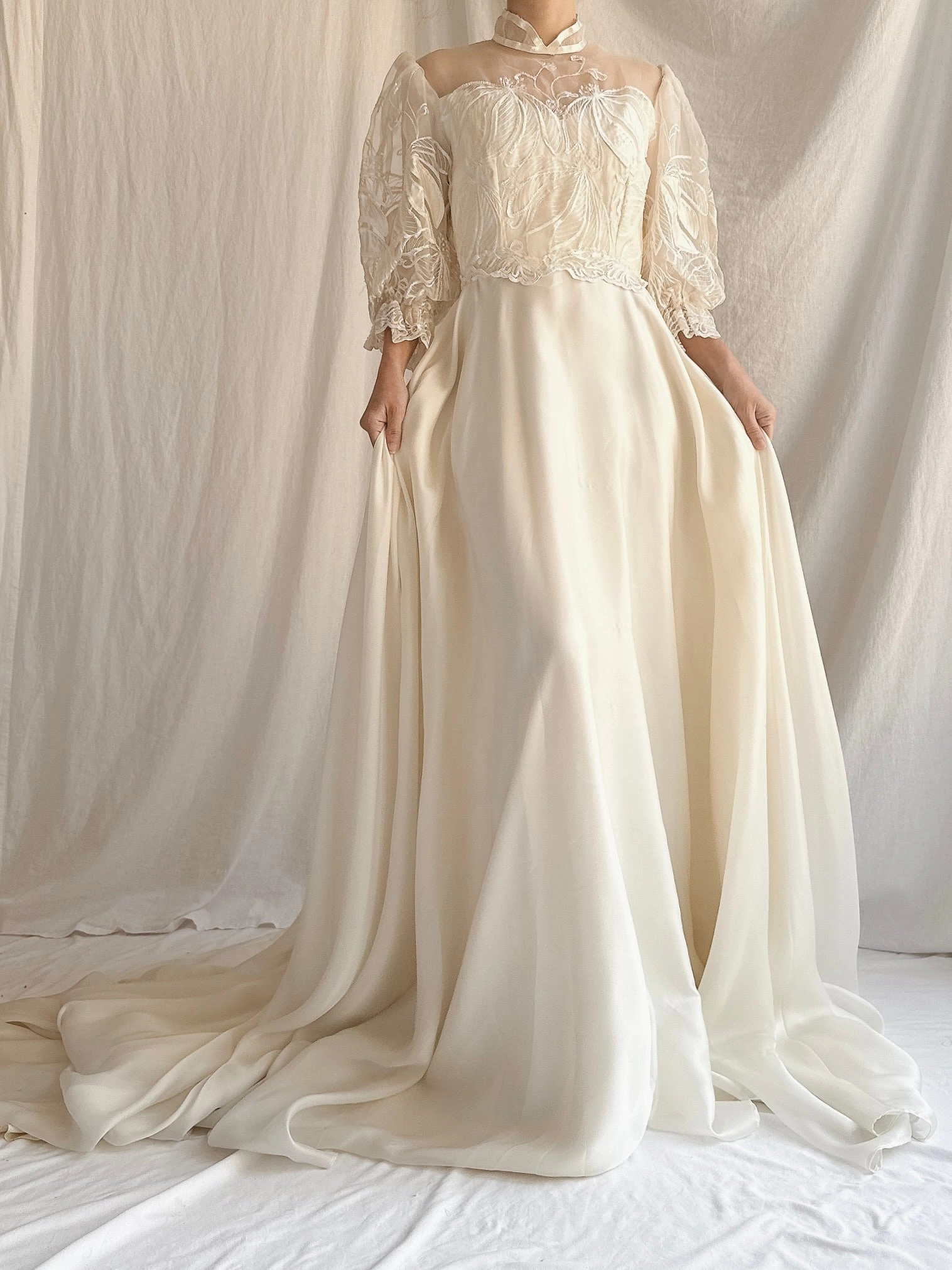 Vintage Puff Sleeve Gown - S