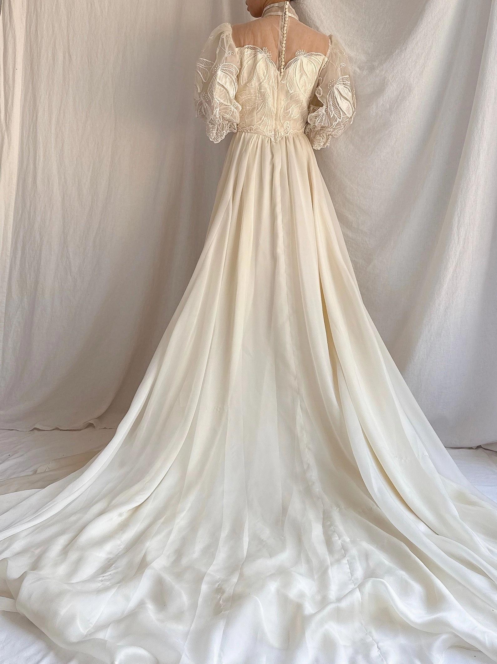Vintage Puff Sleeve Gown - S