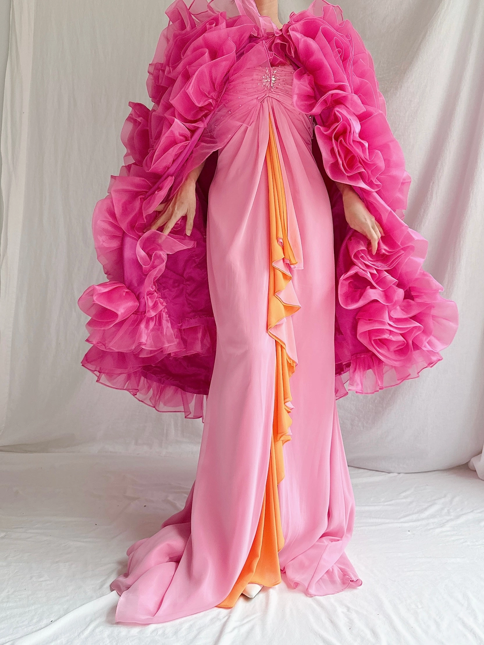 Vintage Rosette Organza Cape - OSFM
