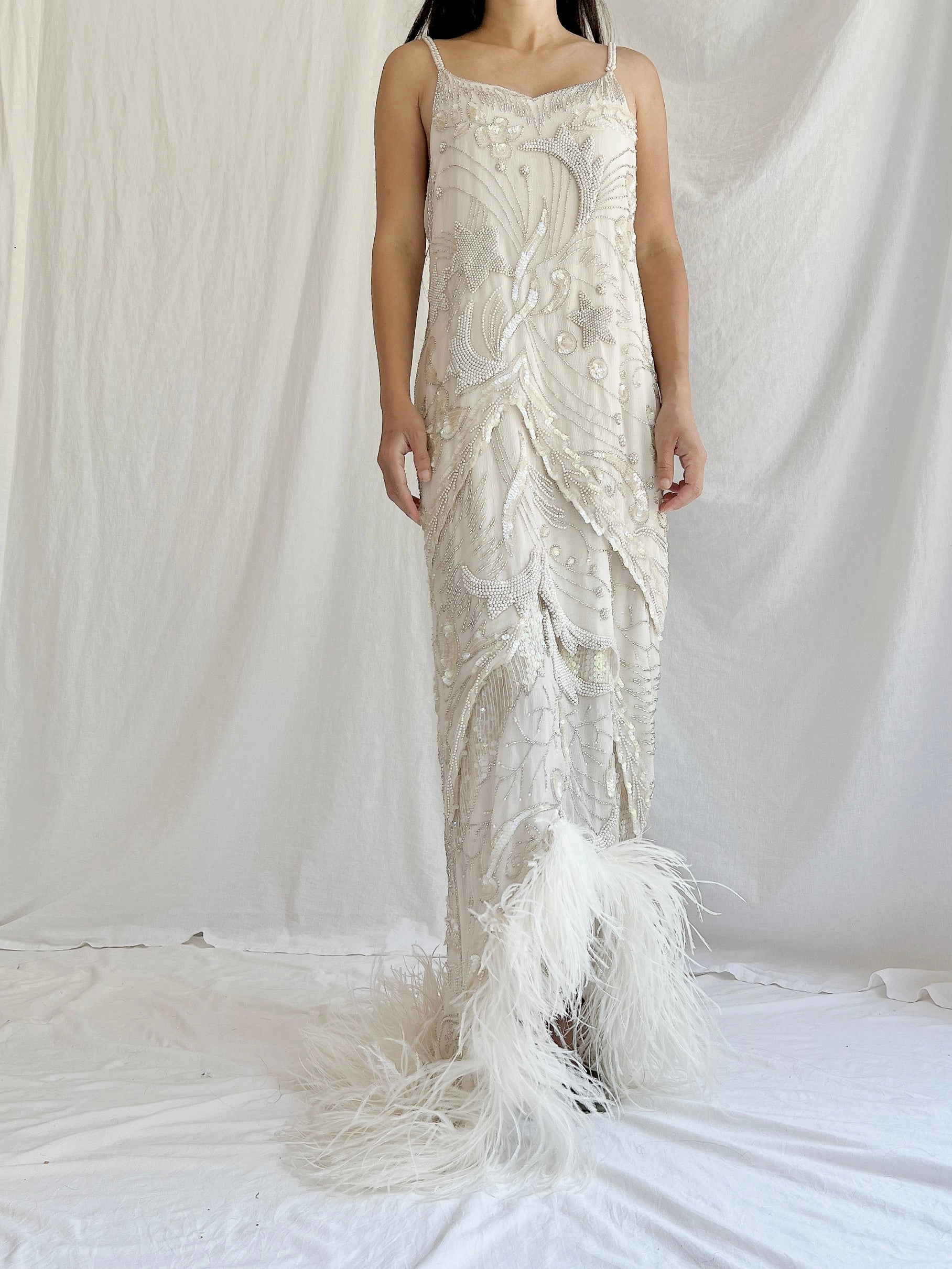 Vintage Silk Beaded Gown - M
