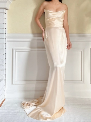 Vintage Silk Charmeuse Gown - M/L