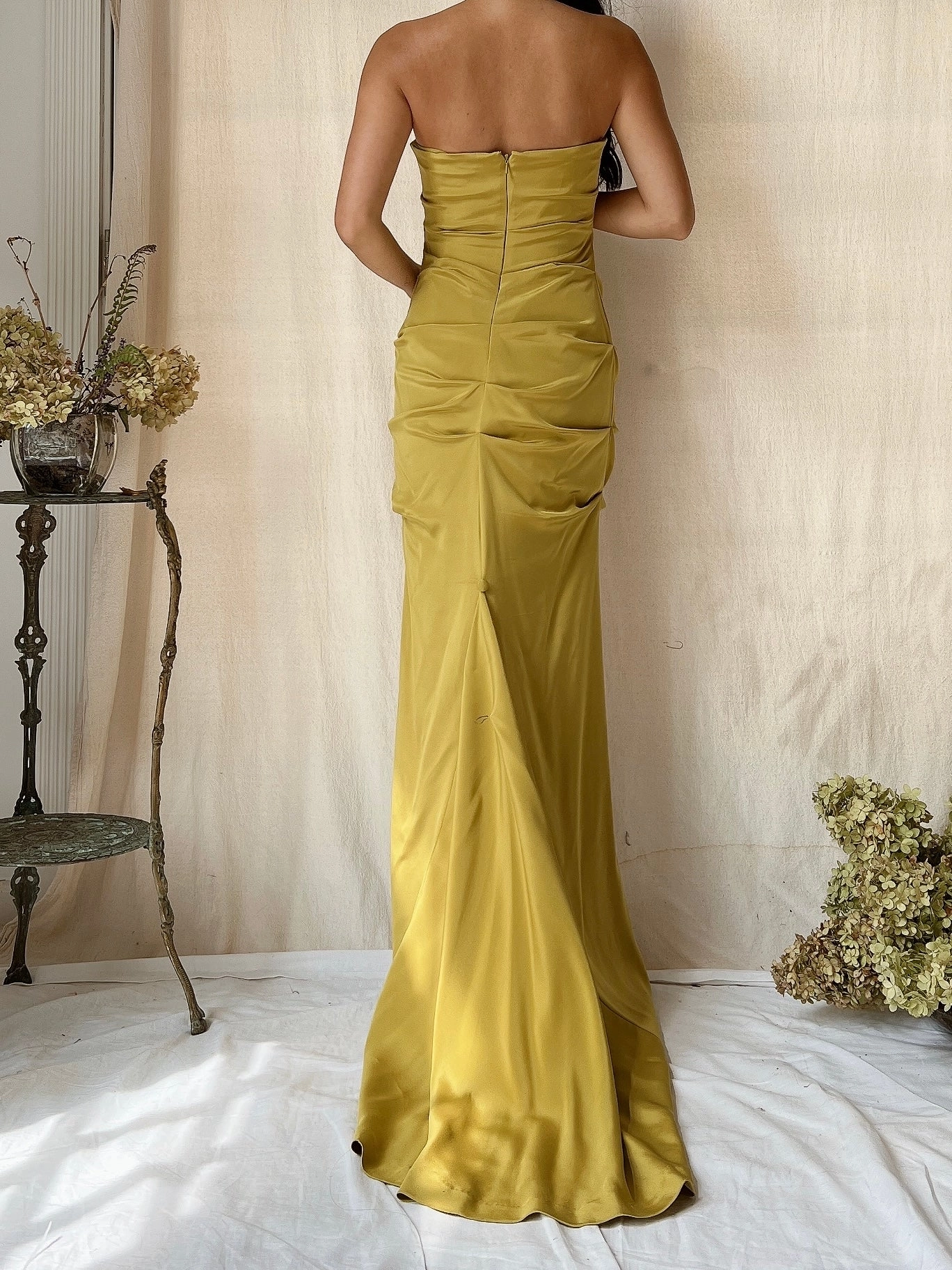 Vintage Silk Chartreuse Silk Gown - XS/4