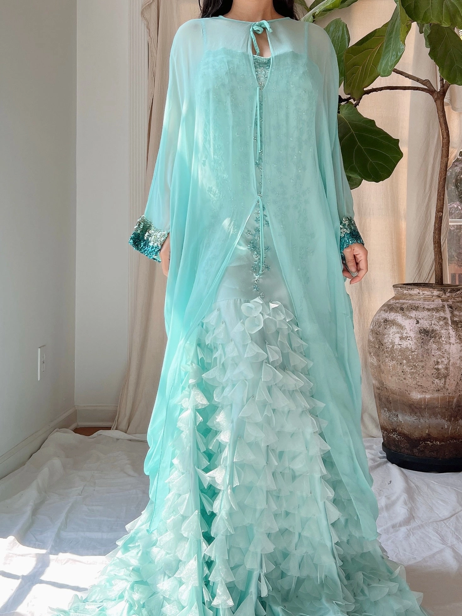 Vintage Silk Chiffon Kaftan - OSFM