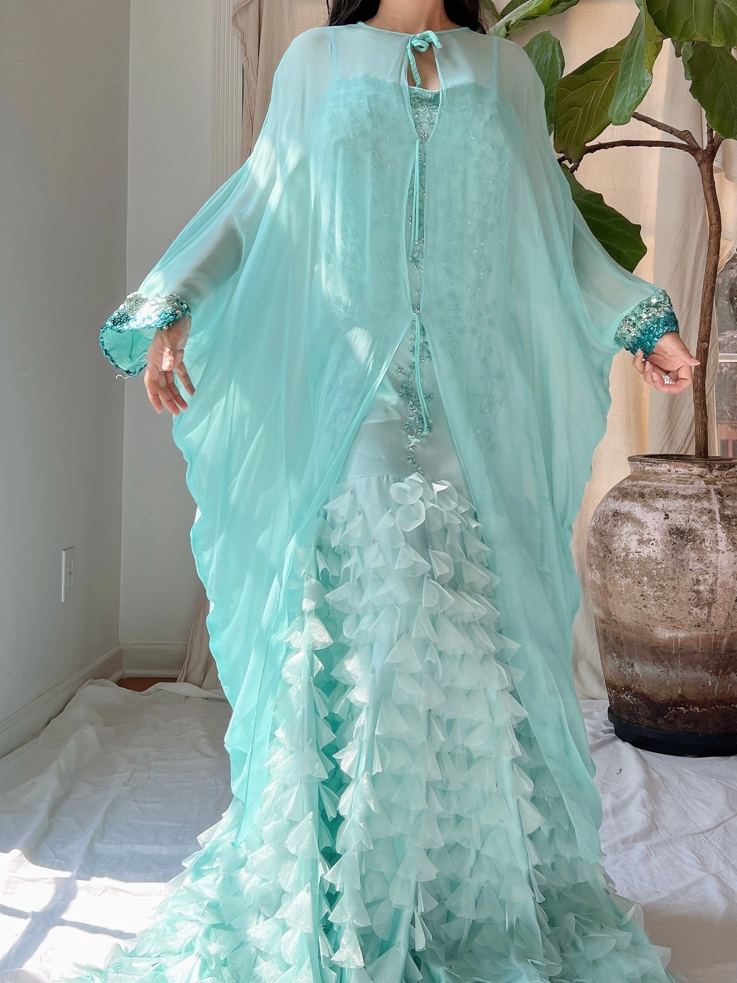 Vintage Silk Chiffon Kaftan - OSFM
