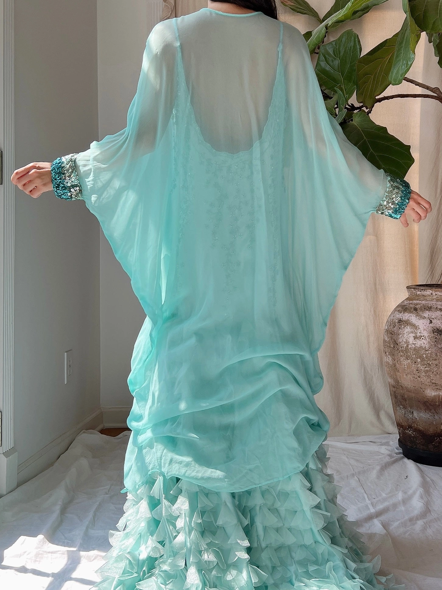 Vintage Silk Chiffon Kaftan - OSFM