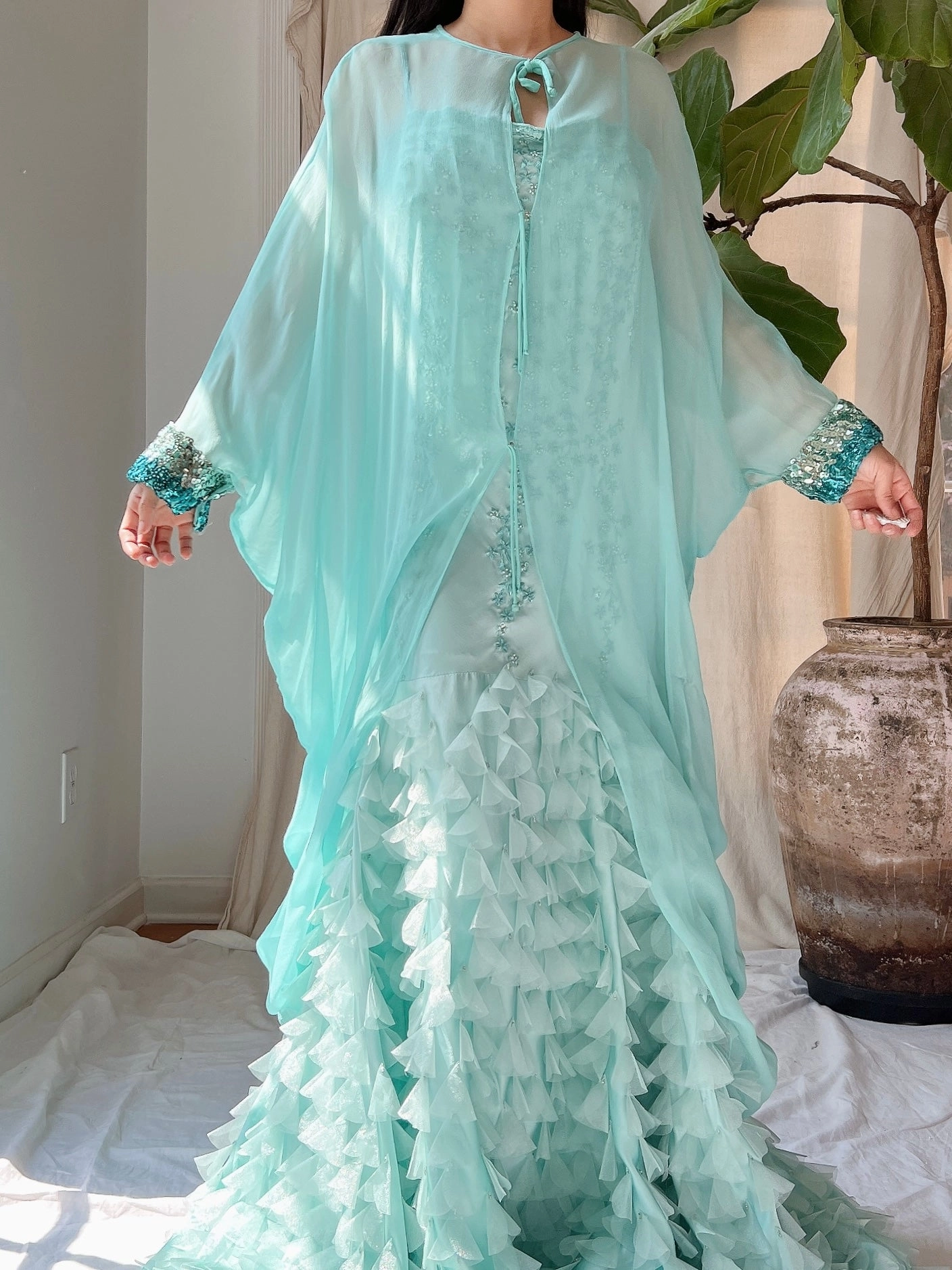 Vintage Silk Chiffon Kaftan - OSFM
