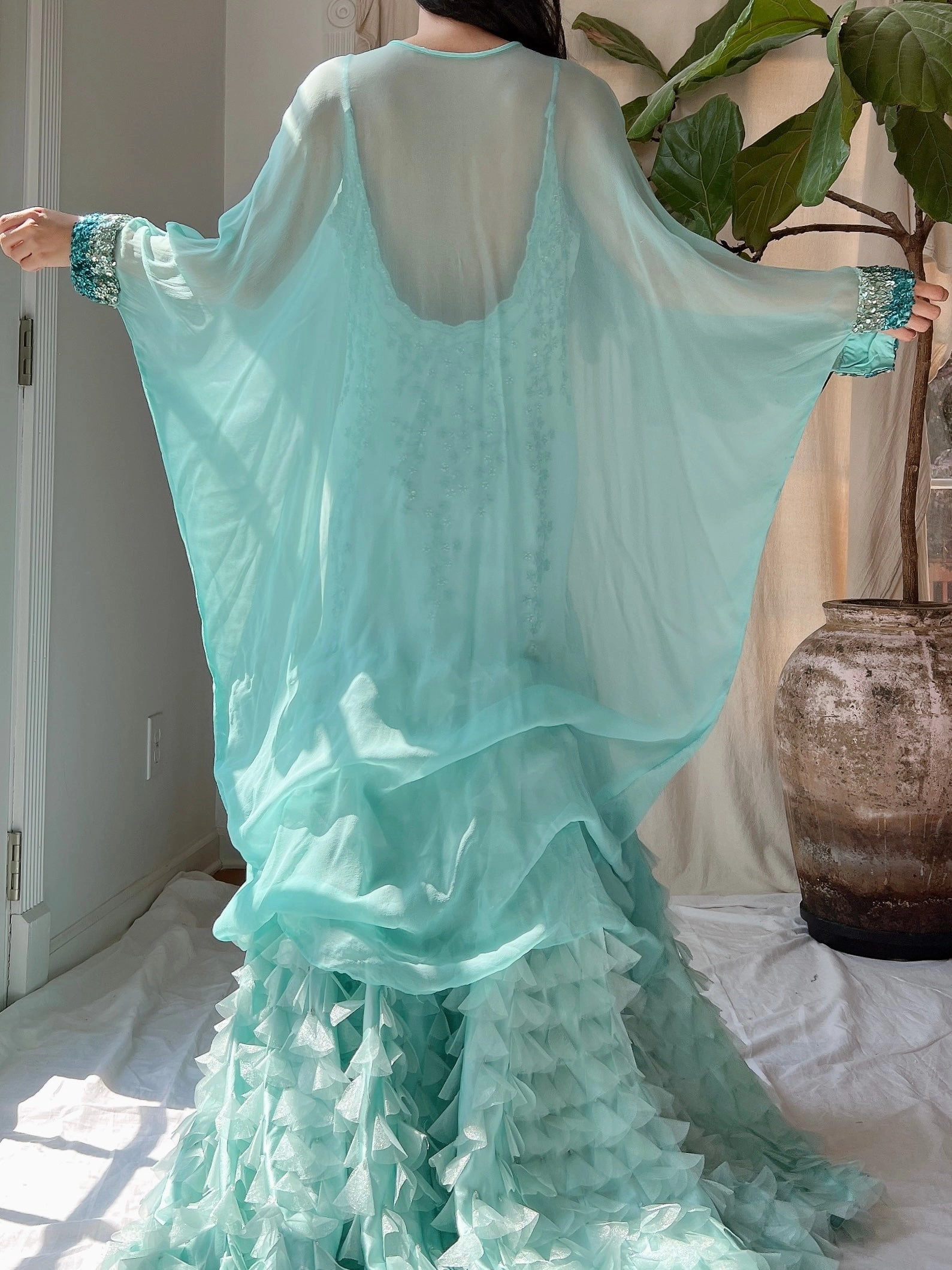 Vintage Silk Chiffon Kaftan - OSFM