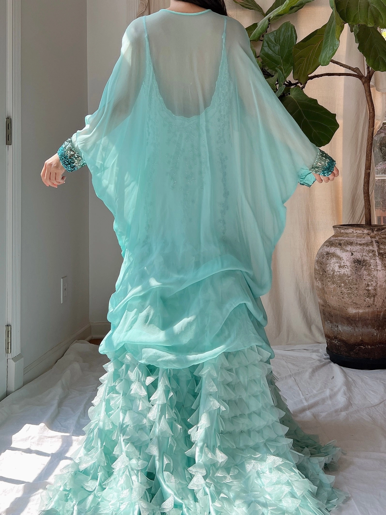 Vintage Silk Chiffon Kaftan - OSFM