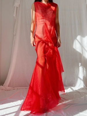 Vintage Silk Organza Dress - M