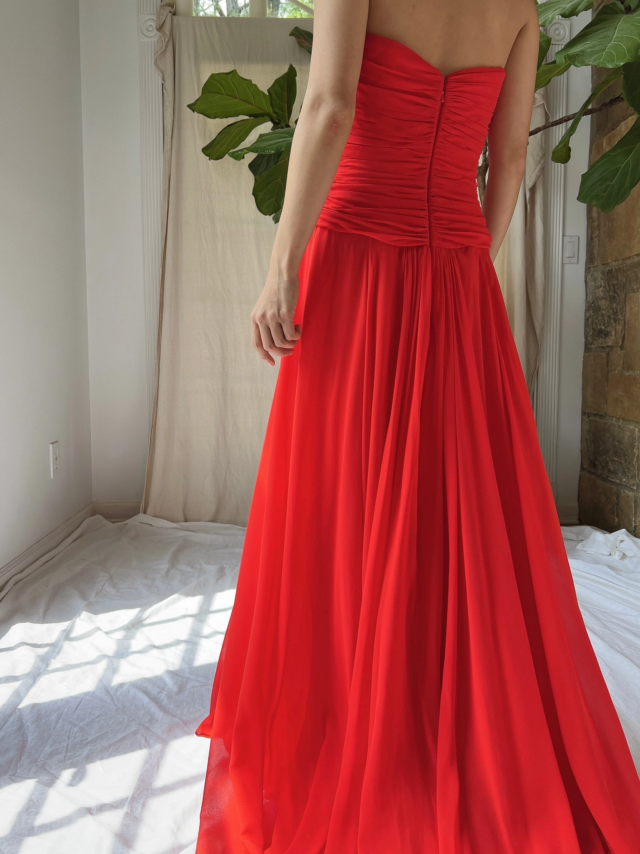 Vintage Silk Ruche Dress - XS