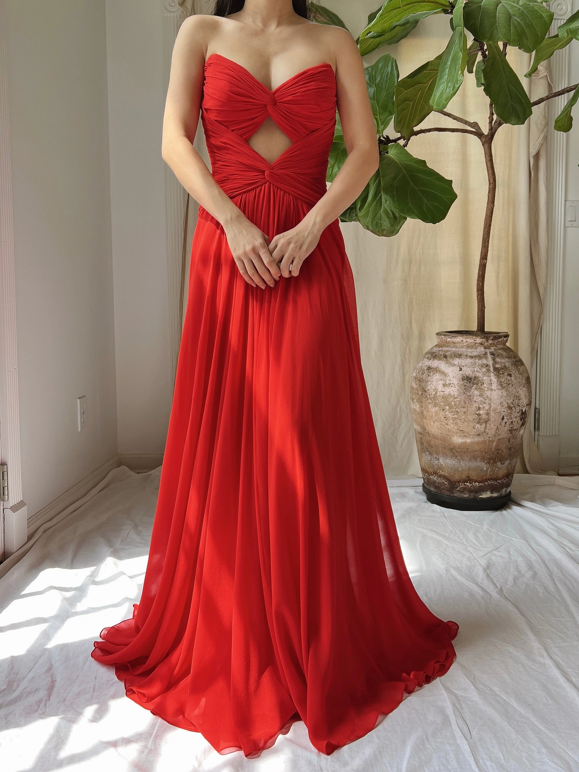 Vintage Silk Ruche Dress - XS