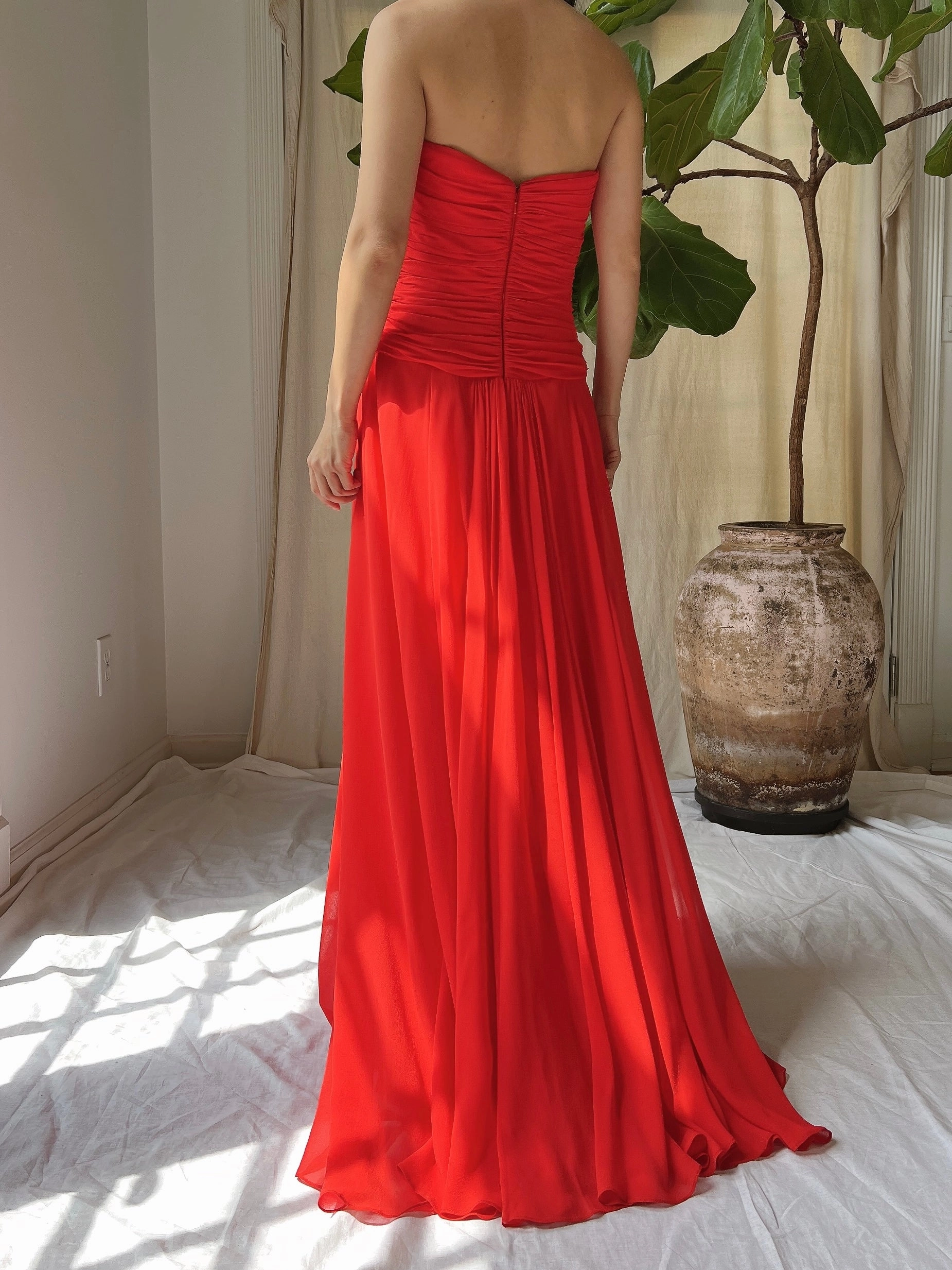 Vintage Silk Ruche Dress - XS