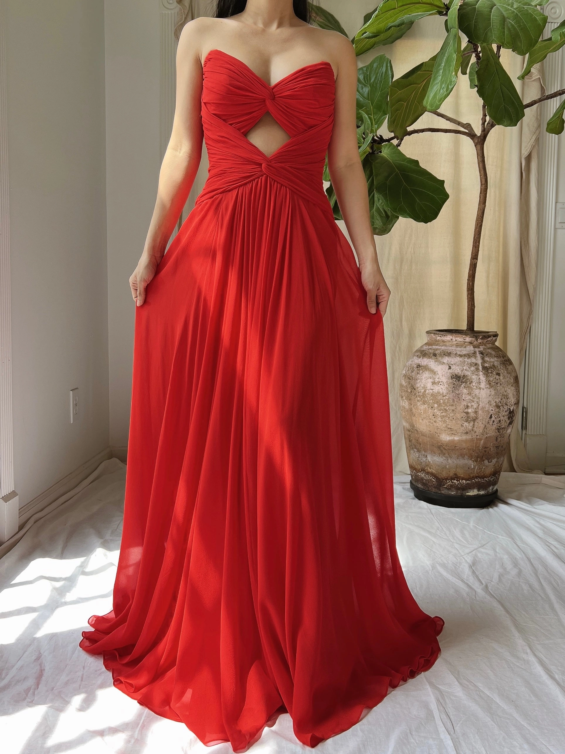 Vintage Silk Ruche Dress - XS