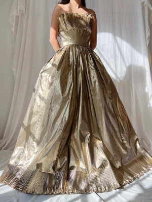 Vintage Victor Costa Gold Lurex Gown - S/6