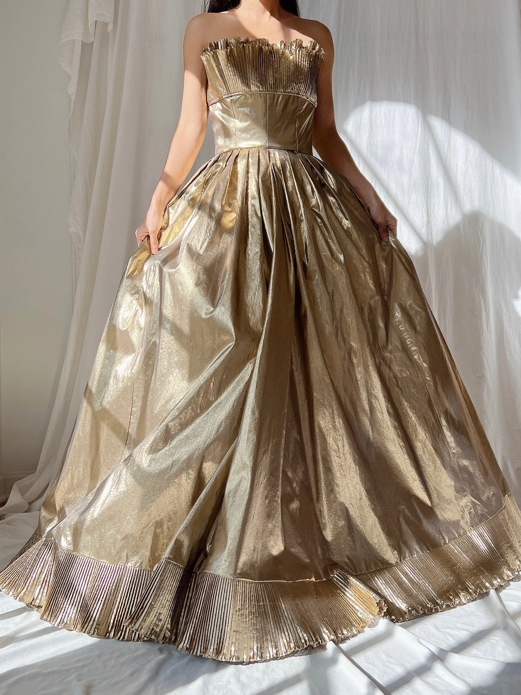 Vintage Victor Costa Gold Lurex Gown - S/6