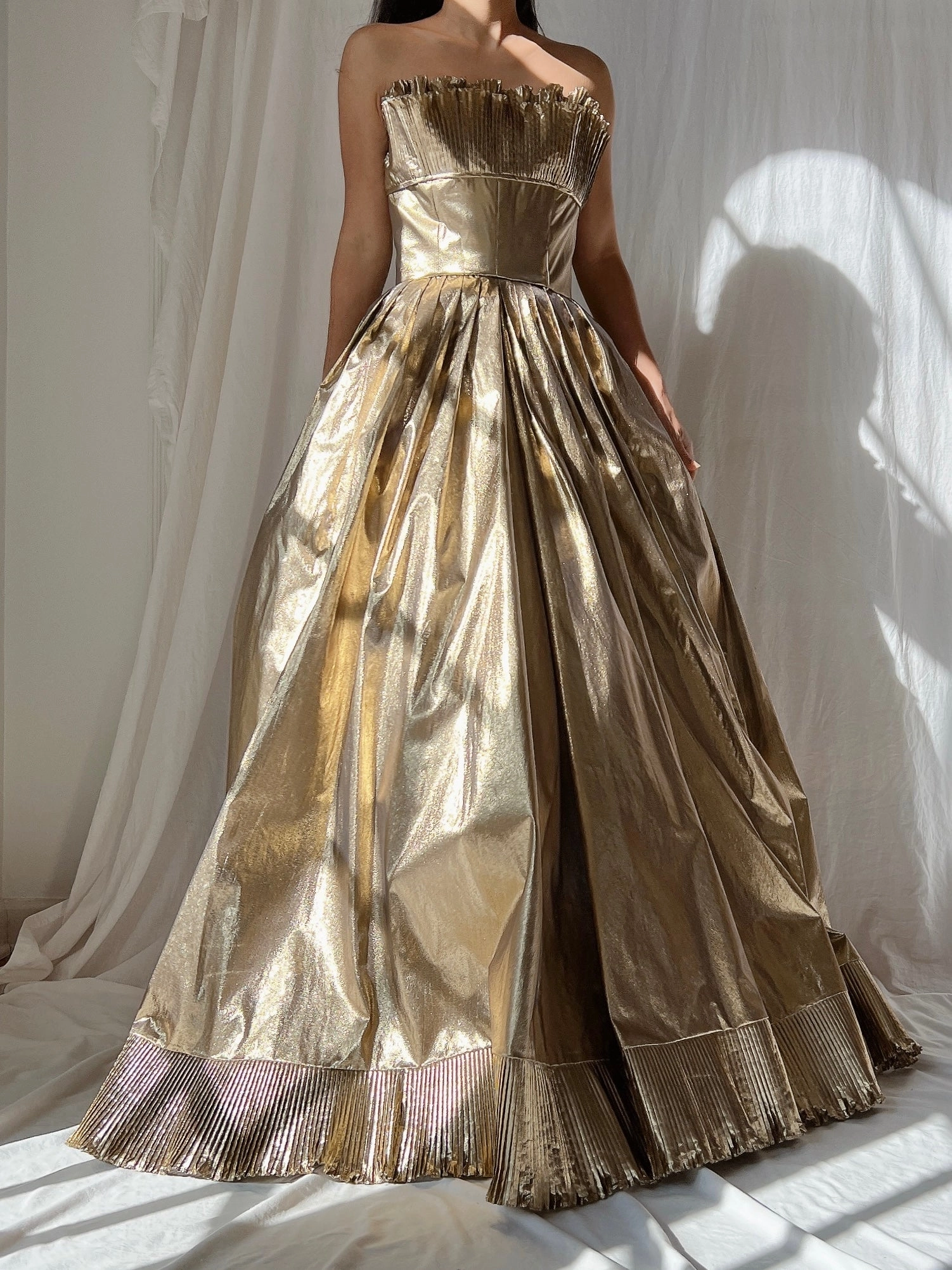 Vintage Victor Costa Gold Lurex Gown - S/6