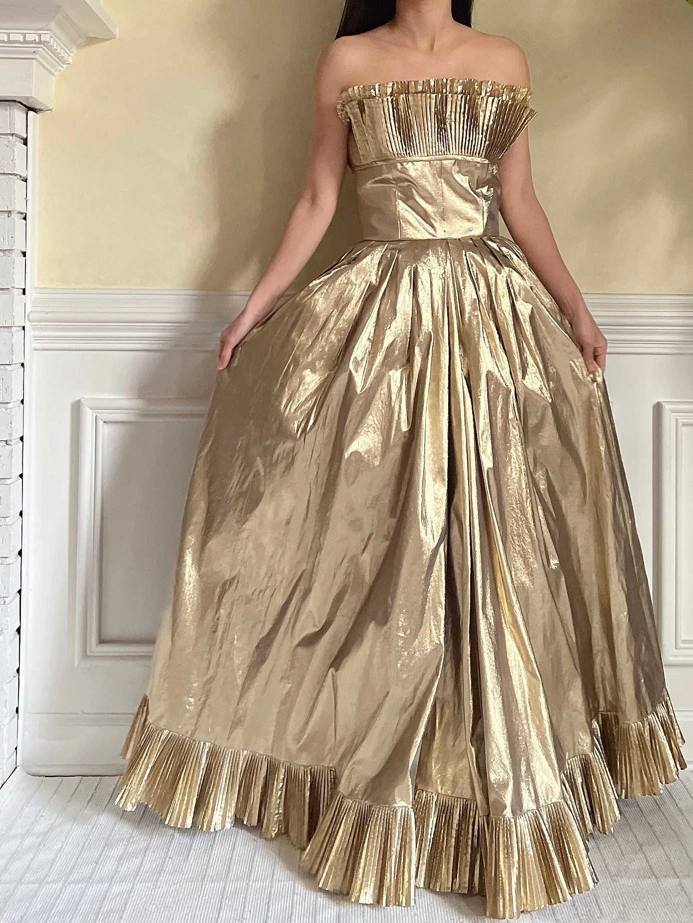 Vintage Victor Costa Gold Lurex Gown - XS/2