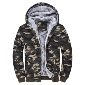 West Louis™ Winter Thick Fleece Camo Hoodie