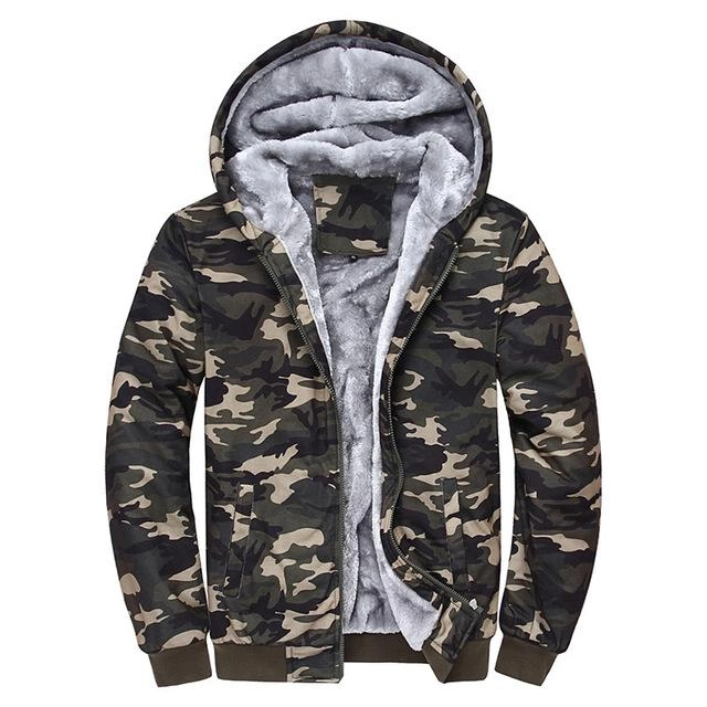 West Louis™ Winter Thick Fleece Camo Hoodie
