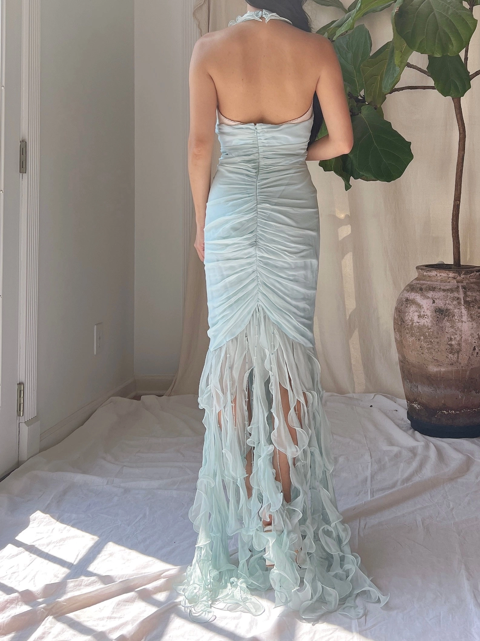 Y2K Silk Jellyfish Hem Gown - S/M