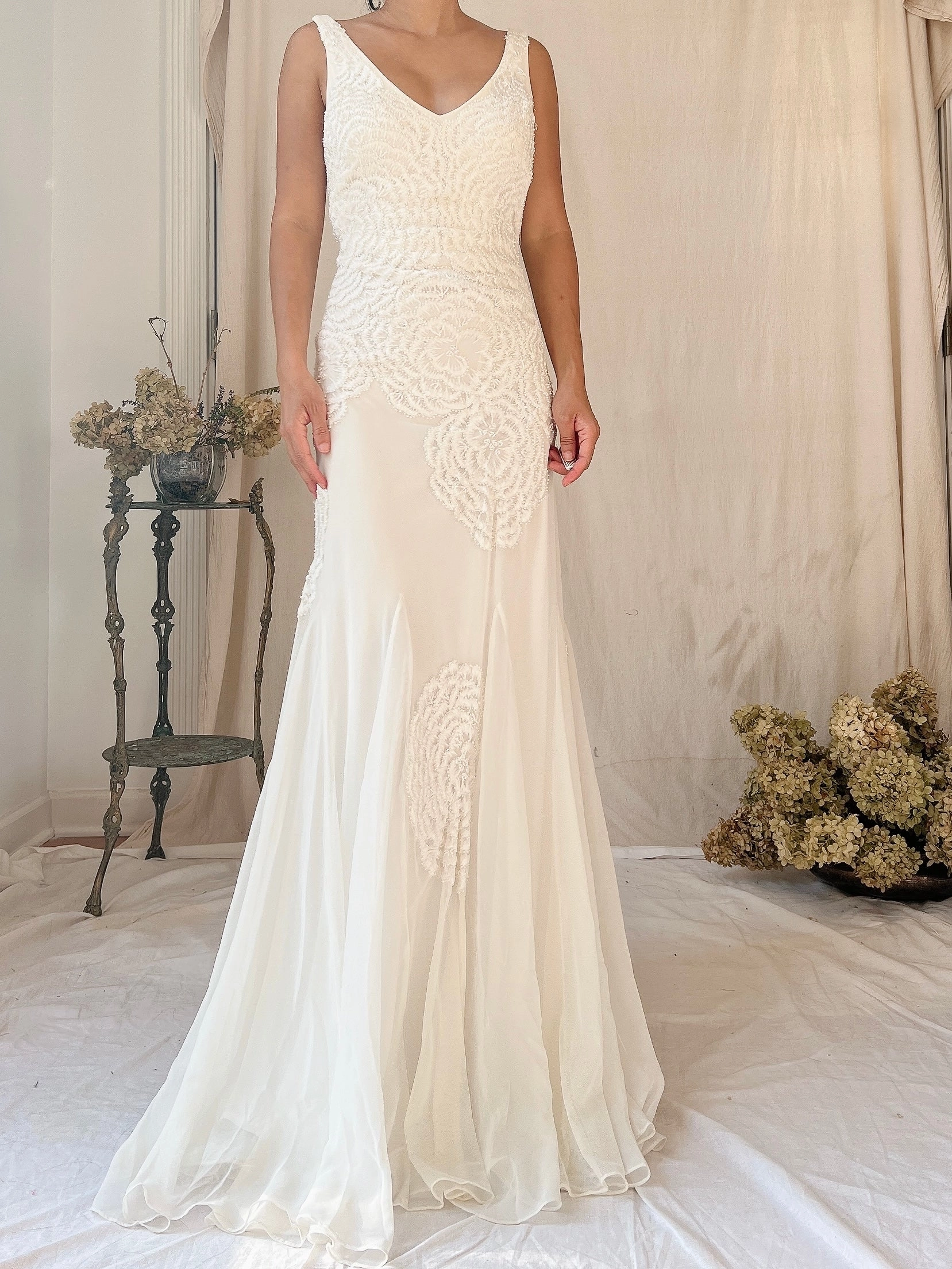 Y2K Tulle Beaded Embroidered Gown - S