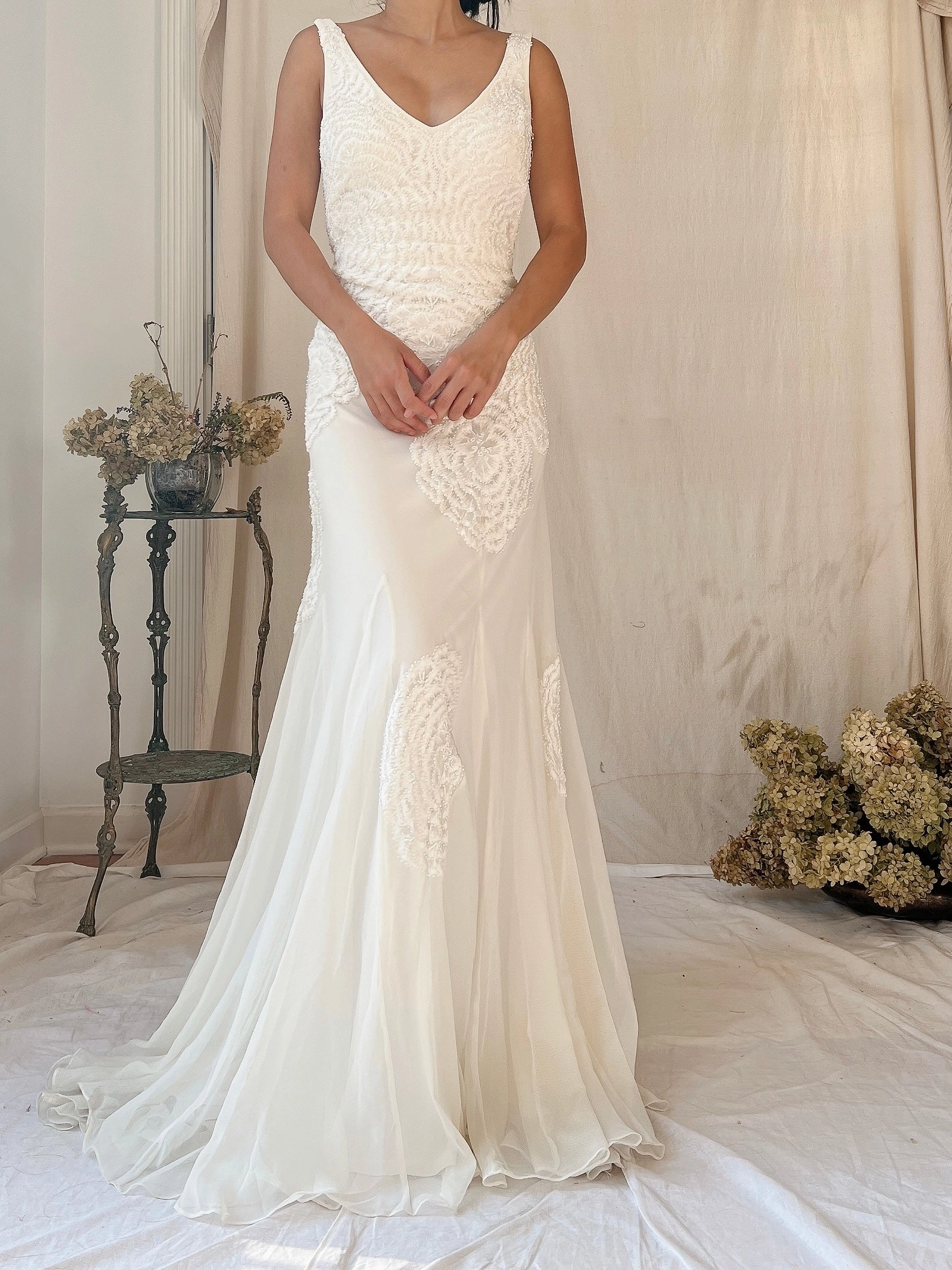 Y2K Tulle Beaded Embroidered Gown - S