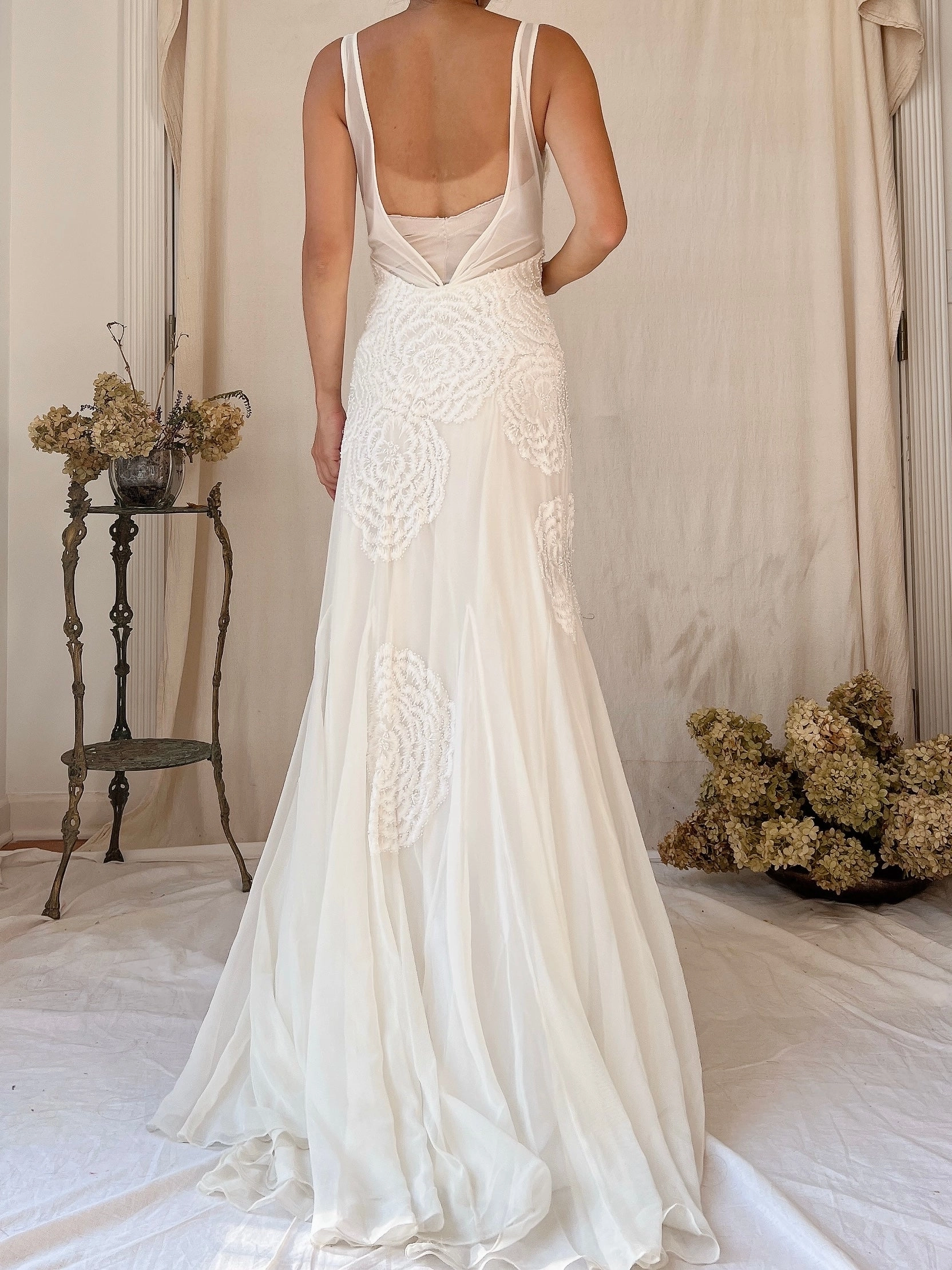 Y2K Tulle Beaded Embroidered Gown - S