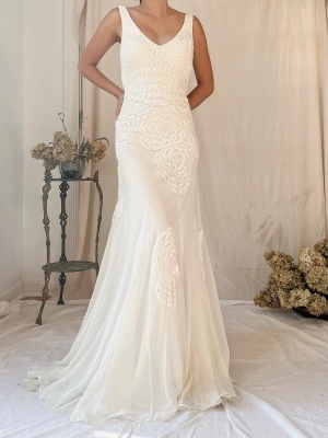 Y2K Tulle Beaded Embroidered Gown - S