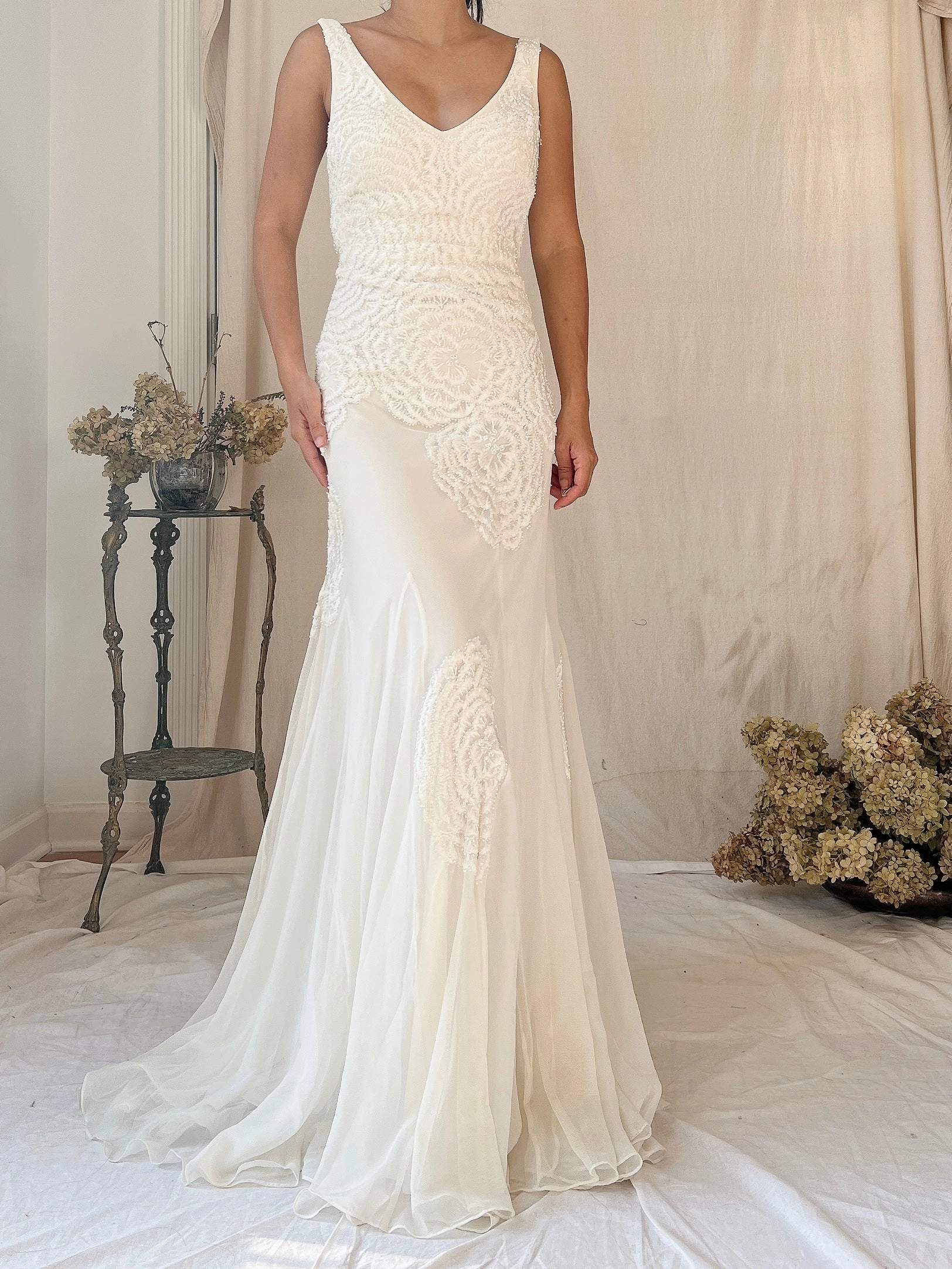 Y2K Tulle Beaded Embroidered Gown - S