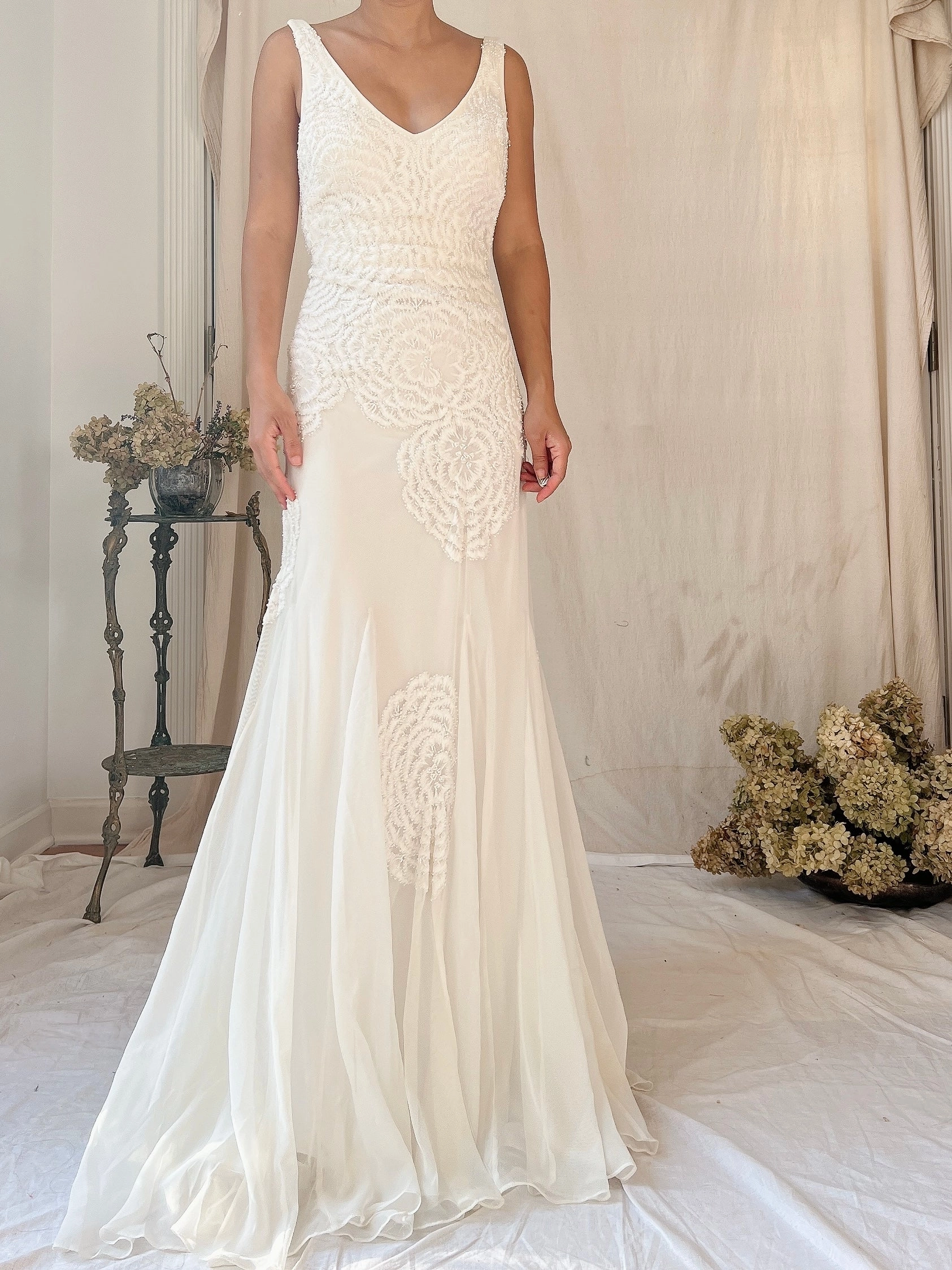 Y2K Tulle Beaded Embroidered Gown - S