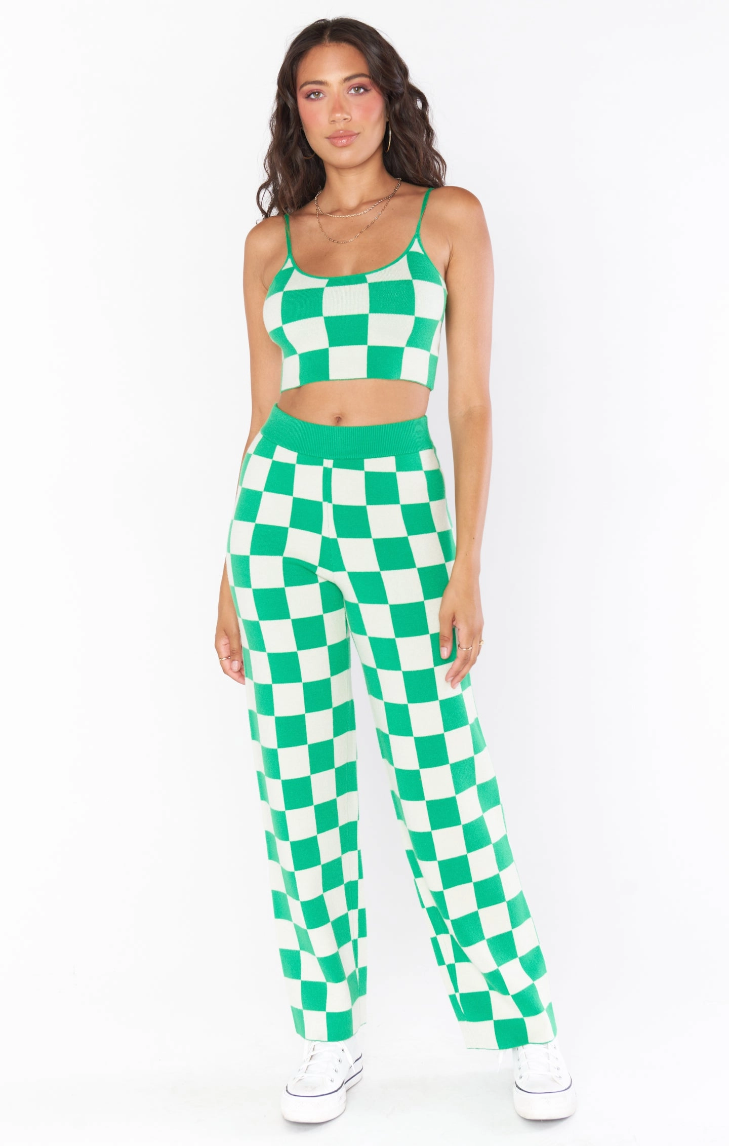 Zermatt Sweater Pant ~ Kelly Green Checker Knit